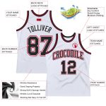 Custom Authentic Basketball Jersey - White Black Red Throwback Style Custom White Black-Red Authentic Throwback Basketball
