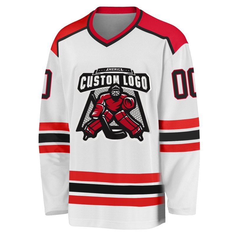 Custom Black Red White Hockey Jersey - Personalized Team Apparel for Sports Fans Custom White Black-Red Hockey Jersey