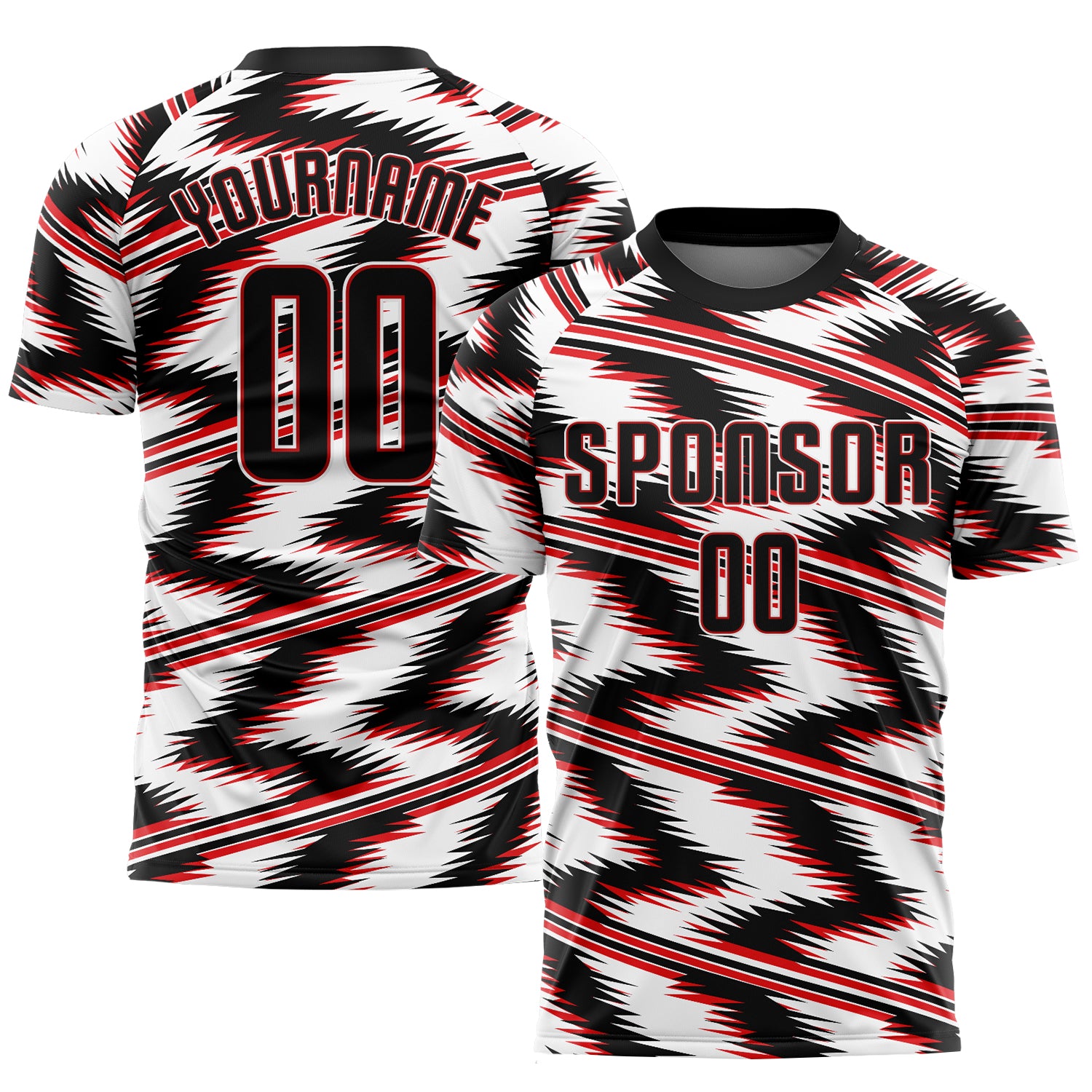 Custom Sublimation Soccer Jersey - Black Red White Uniform Style 9086 Custom White Black-Red Sublimation Soccer Uniform Jersey