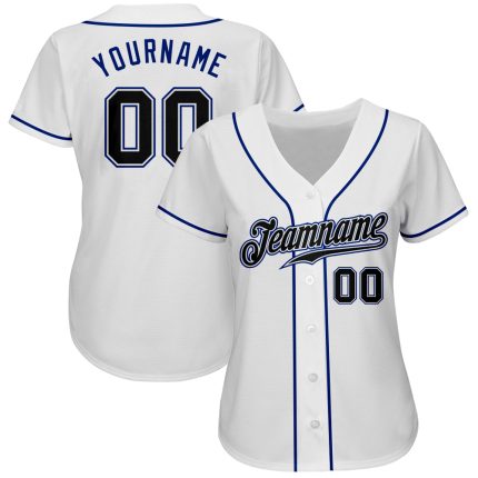 Custom Authentic Baseball Jersey - White Black-Royal Design for Men and Women Custom White Black-Royal Authentic Baseball