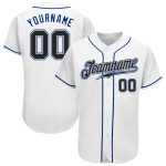 Custom Authentic Baseball Jersey - White Black-Royal Design for Men and Women Custom White Black-Royal Authentic Baseball