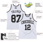 Authentic Throwback Basketball Jersey - Custom White Black Silver Gray Design Custom White Black-Silver Gray Authentic Throwback