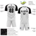 Custom Sublimation Soccer Jersey - Black and White Uniform Custom White Black Sublimation Soccer Uniform Jersey