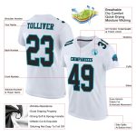 Custom Black Teal Mesh Football Jersey - Authentic Design, Personalized Style Custom White Black-Teal Mesh Authentic Football