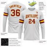 Custom Long Sleeve Performance T-Shirt in White Crimson-Gold - Ideal for Sports and Everyday Wear Custom White Crimson-Gold