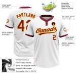 Custom Crimson Gold Unisex Softball Jersey - Two-Button Design, White Fabric Custom White Crimson-Gold Two-Button Unisex
