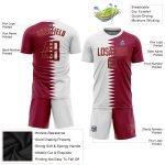 Custom Qatari Flag Soccer Jersey White Crimson-Old Gold Sublimation Uniform Custom White Crimson-Old Gold Sublimation Qatari