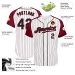 Custom Black Crimson Pinstripe Baseball Jersey with Authentic Raglan Sleeves Custom White Crimson Pinstripe Black-Crimson