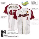 Custom Crimson White Pinstripe Baseball Jersey with Authentic Raglan Sleeves - Cream Design Custom White Crimson Pinstripe