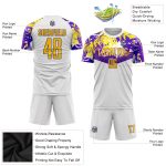 Purple Sublimation Soccer Jersey - Custom White Gold Uniform Design Custom White Gold-Purple Sublimation Soccer Uniform Jersey