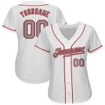 Custom Authentic Baseball Jersey - White and Gray with Red Accents Custom White Gray-Red Authentic Baseball Jersey