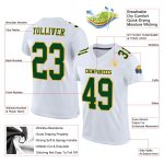Custom Authentic Football Jersey in White with Green and Gold Mesh Design Custom White Green-Gold Mesh Authentic Football