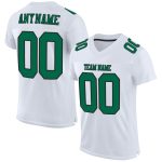 Custom Football Jersey - Authentic White Kelly Green and Black Mesh Design Custom White Kelly Green-Black Mesh Authentic