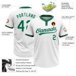 Custom Kelly Green Softball Jersey - Unisex Two-Button Style, Soft Material, Perfect for Teams Custom White Kelly Green Two-Button