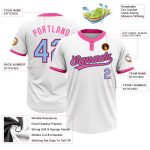 Custom Softball Jersey Unisex Two-Button White Light Blue Black-Pink Custom White Light Blue Black-Pink Two-Button Unisex