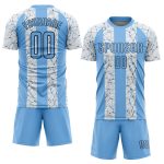 Custom Sublimation Soccer Uniform Jersey - Light Blue and Black Color Design Custom White Light Blue-Black Sublimation Soccer