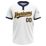 Custom Navy Gold Unisex Two-Button Softball Jersey - Soft and Comfortable Athletic Wear Custom White Navy-Gold Two-Button