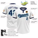Custom Unisex Softball Jersey in White Navy Gray Teal - Two-Button Design Custom White Navy Gray-Teal Two-Button Unisex Softball