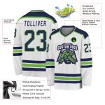 Custom Navy Neon Green Hockey Jersey - Personalized Sports Apparel Custom White Navy-Neon Green Hockey Jersey