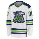 Custom Navy Neon Green Hockey Jersey - Personalized Sports Apparel Custom White Navy-Neon Green Hockey Jersey