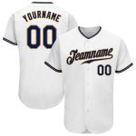 Custom Authentic Baseball Jersey - White Navy Old Gold Design Custom White Navy-Old Gold Authentic Baseball Jersey
