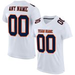 Custom Navy Orange Football Jersey - Authentic Mesh Design, Customizable Team Apparel Custom White Navy-Orange Mesh Authentic