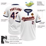 Custom Softball Jersey Unisex Two-Button in White Navy Orange - Personalized Sportswear Custom White Navy-Orange Two-Button