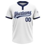 Custom Two-Button Unisex Softball Jersey in White Navy Powder Blue Custom White Navy-Powder Blue Two-Button Unisex Softball