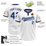 Custom Two-Button Unisex Softball Jersey in White Navy Powder Blue Custom White Navy-Powder Blue Two-Button Unisex Softball