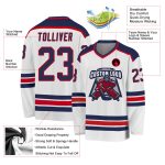 Custom Navy Red Hockey Jersey - Personalized White Team Jersey for Men and Women Custom White Navy-Red Hockey Jersey