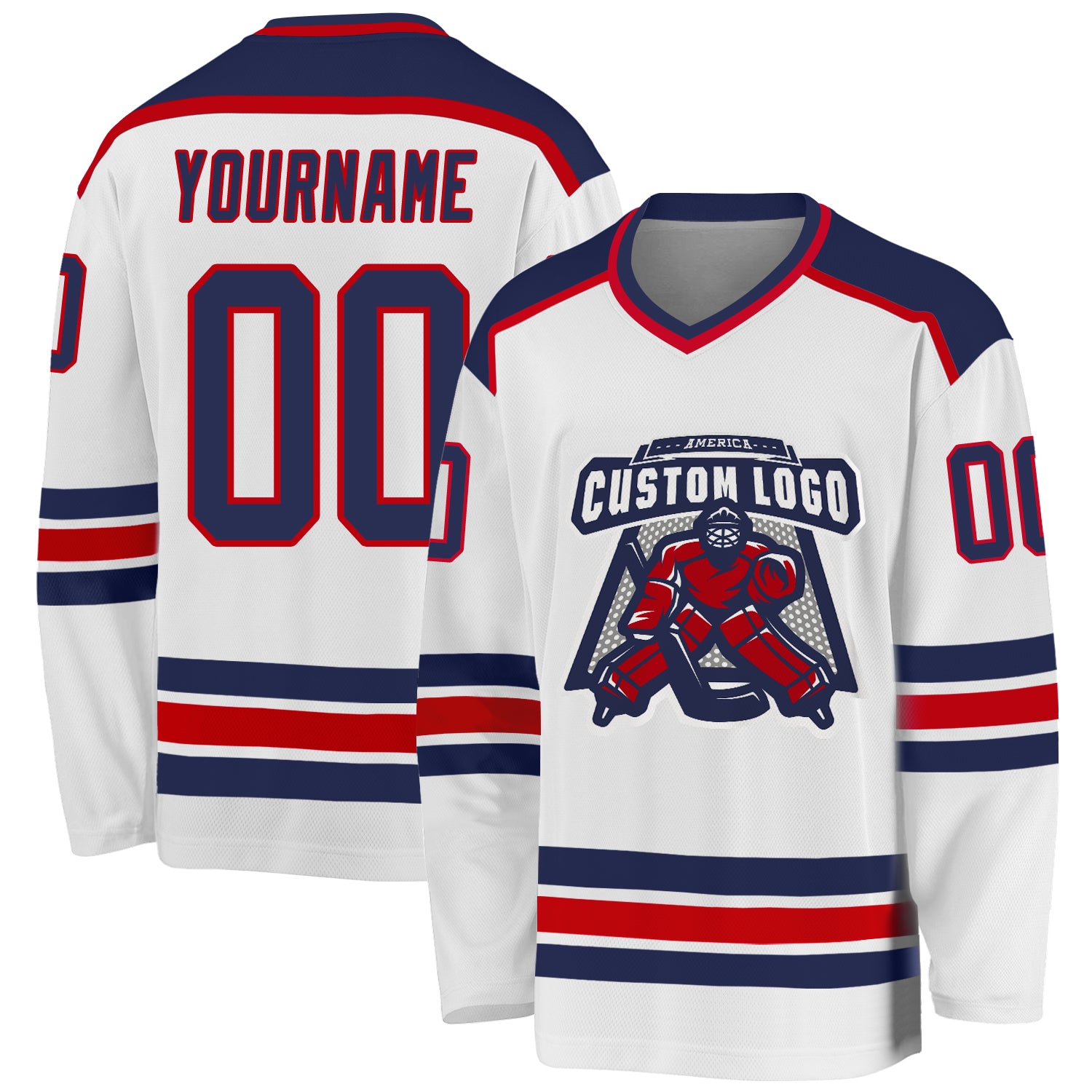 Custom Navy Red Hockey Jersey - Personalized White Team Jersey for Men and Women Custom White Navy-Red Hockey Jersey