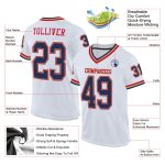 Custom Football Jersey - Authentic Mesh in White Navy Red, Throwback Style Custom White Navy-Red Mesh Authentic Throwback
