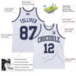 Custom Basketball Jersey - Authentic Throwback in White, Navy, and Silver Gray Custom White Navy-Silver Gray Authentic Throwback