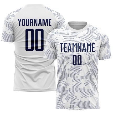 Custom Navy Soccer Uniform Jersey - White Sublimation Design for Teams Custom White Navy Sublimation Soccer Uniform Jersey