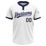 Custom White Navy Unisex Softball Jersey - Two-Button Design for Comfort and Style Custom White Navy Two-Button Unisex Softball
