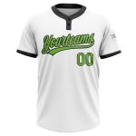 Custom Neon Green and Black Unisex Softball Jersey - Two-Button Design, Soft Fabric, Perfect for Team Wear Custom White Neon