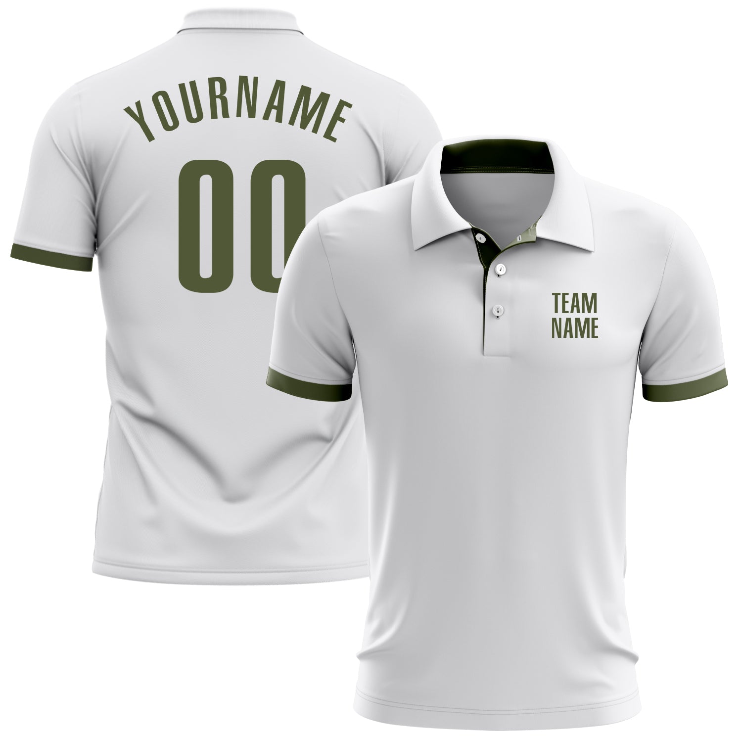 White Olive Performance Golf Polo Shirt - Custom Fit Mens Golf Apparel Custom White Olive Performance Golf Polo Shirt