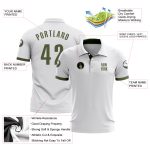 White Olive Performance Golf Polo Shirt - Custom Fit Mens Golf Apparel Custom White Olive Performance Golf Polo Shirt