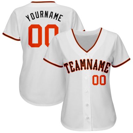 Custom Baseball Jersey - Authentic White Orange and Black Design, Perfect for Fans and Players Custom White Orange-Black
