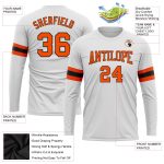 Custom Performance Long Sleeve T-Shirt in White, Orange, and Black Custom White Orange-Black Long Sleeve Performance T-Shirt