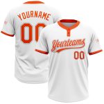 Custom Unisex Softball Jersey - White and Orange-Gray Two-Button Design Custom White Orange-Gray Two-Button Unisex Softball