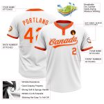 Custom Unisex Softball Jersey - White and Orange-Gray Two-Button Design Custom White Orange-Gray Two-Button Unisex Softball