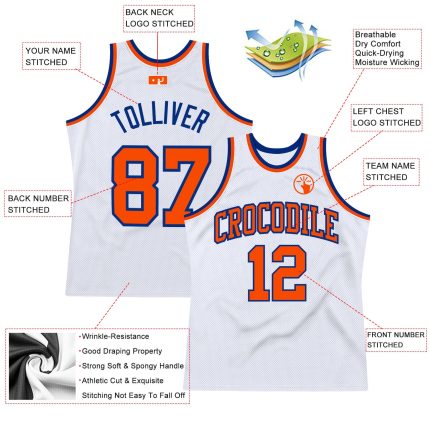 Custom Orange and Royal Basketball Jersey - Authentic Throwback Jersey for Ultimate Fan Gear Custom White Orange-Royal Authentic
