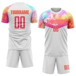 Custom Sublimation Soccer Jersey - Pink and Gold Design, Unique Sports Uniform Custom White Pink-Gold Sublimation Soccer