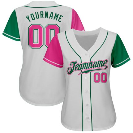 Custom Two Tone Baseball Jersey White Pink Kelly Green Authentic Custom White Pink-Kelly Green Authentic Two Tone Baseball