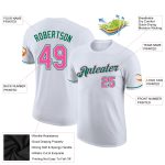 Personalized Performance T-Shirt in White Pink and Kelly Green for Sports and Fitness Custom White Pink-Kelly Green Performance