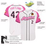 Custom Pink Black Pinstripe Baseball Jersey with Raglan Sleeves - Authentic Design Custom White Pink Pinstripe Black-Pink