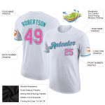 Custom Performance T-Shirt in White, Pink, and Teal - Comfortable Activewear for Women Custom White Pink-Teal Performance
