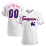 Custom Authentic Baseball Jersey in White, Purple, Black, and Pink Custom White Purple Black-Pink Authentic Baseball Jersey