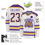 Purple Gold Custom Hockey Jersey - Personalized White Team Jersey Custom White Purple-Gold Hockey Jersey